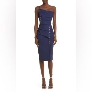 CHIARA BONI La Petite Robe Blue Valbona Button Cocktail Dress Size 44